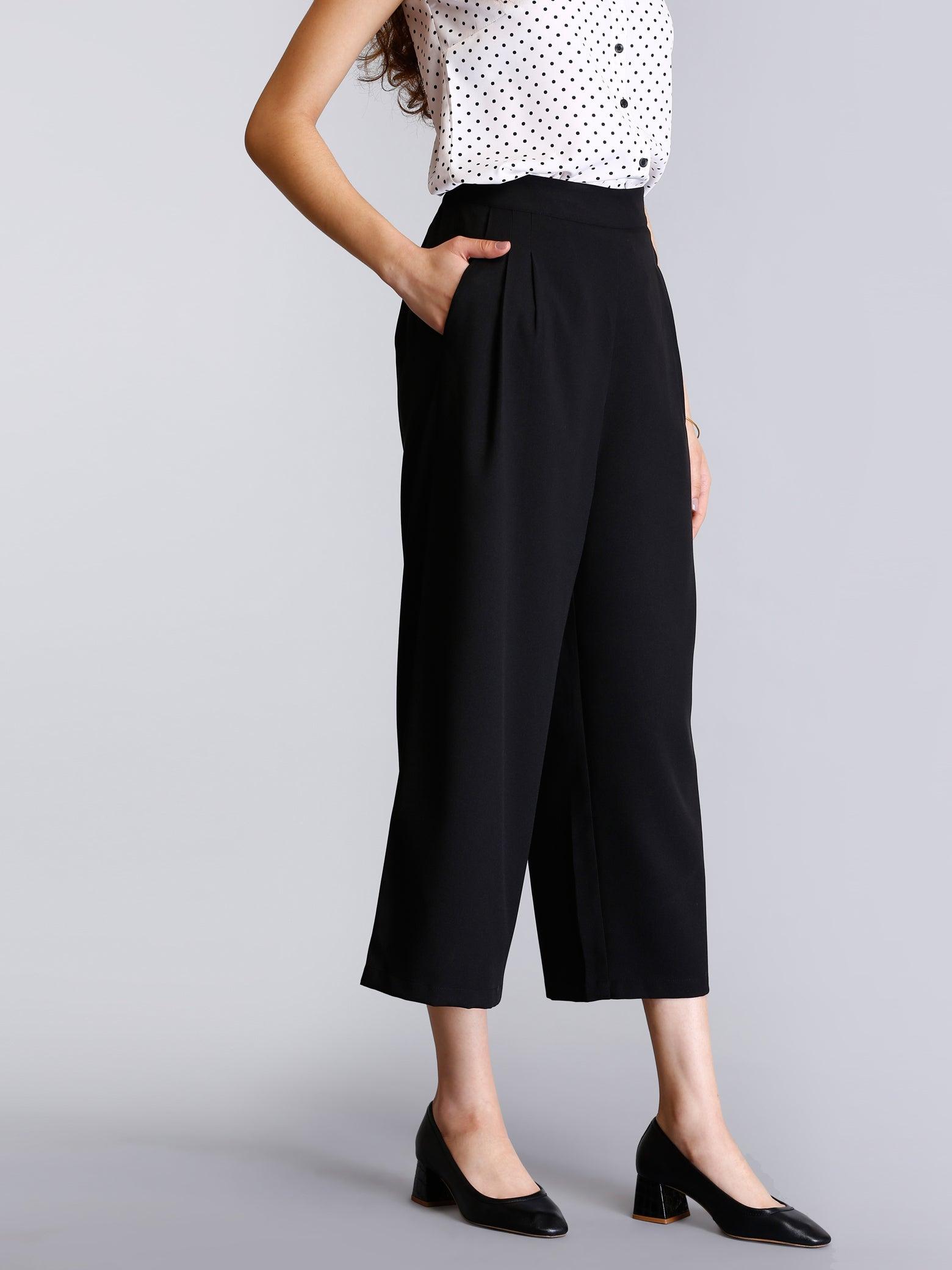 Pleated Culottes - Black| Formal Trousers
