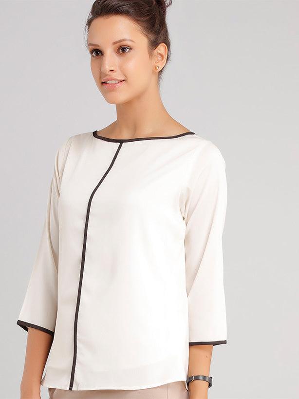 Boat Neck Top - Off White| Formal Tops