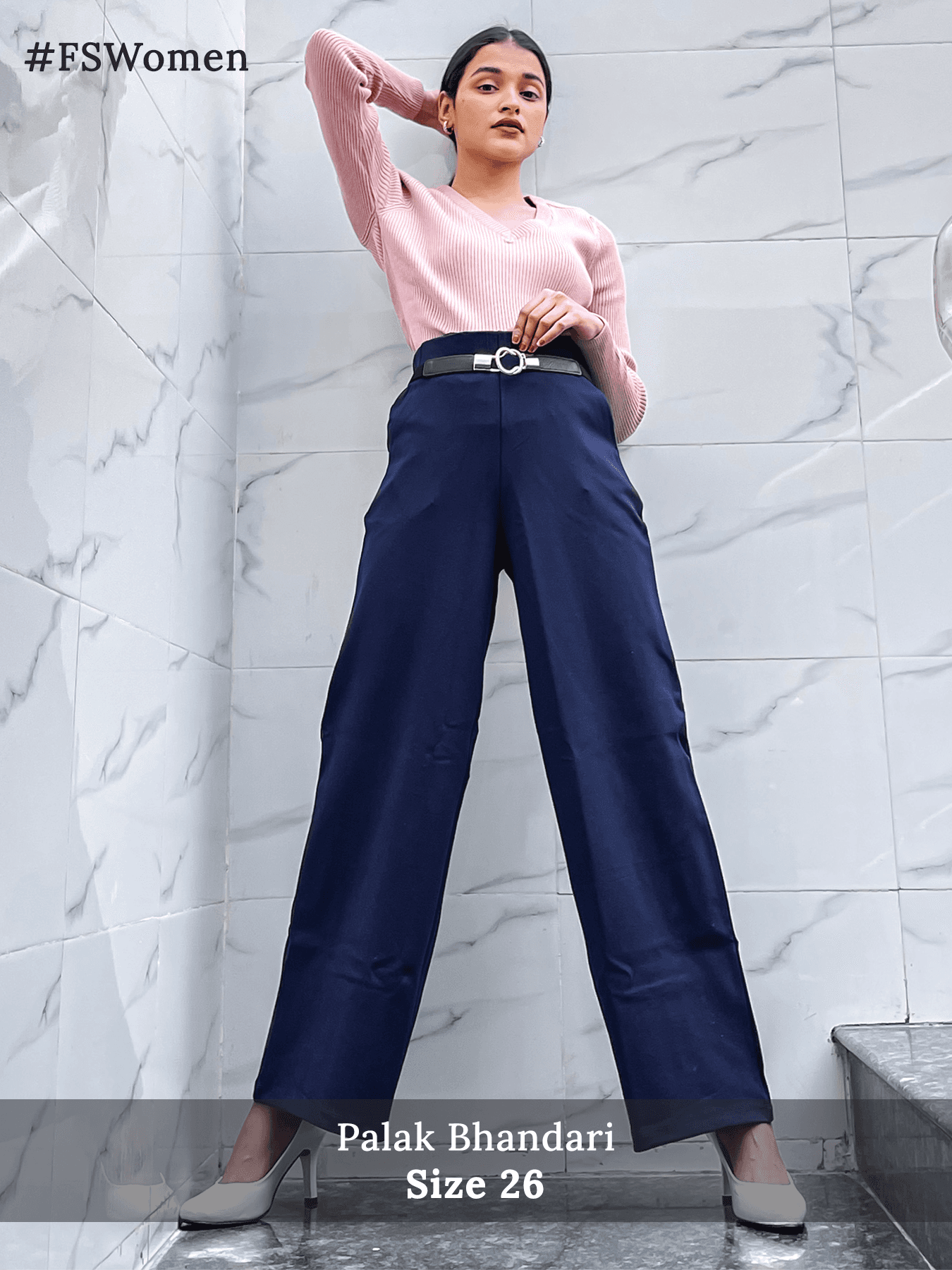 4 Way Stretch Wide Leg LivIn Pants - Navy Blue| Formal Trousers