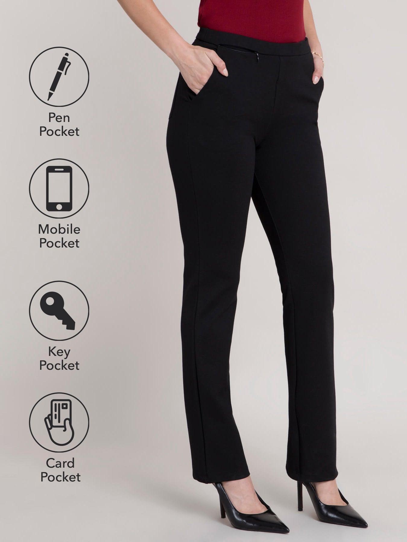 4 Way Stretch Bootcut LivIn Pants - Black| Formal Trousers
