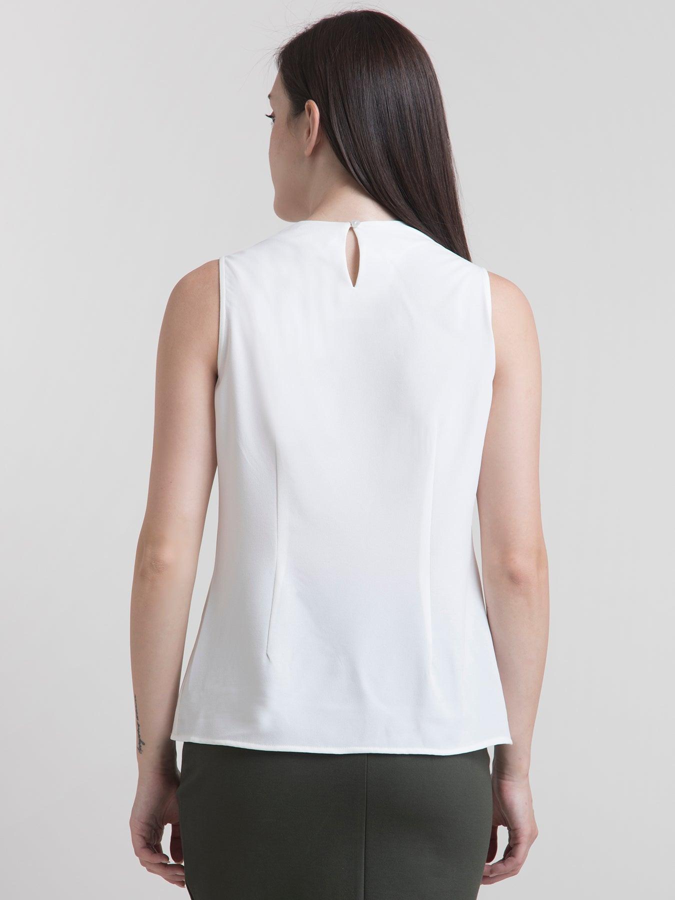 Cowl Neck Top - White| Formal Tops
