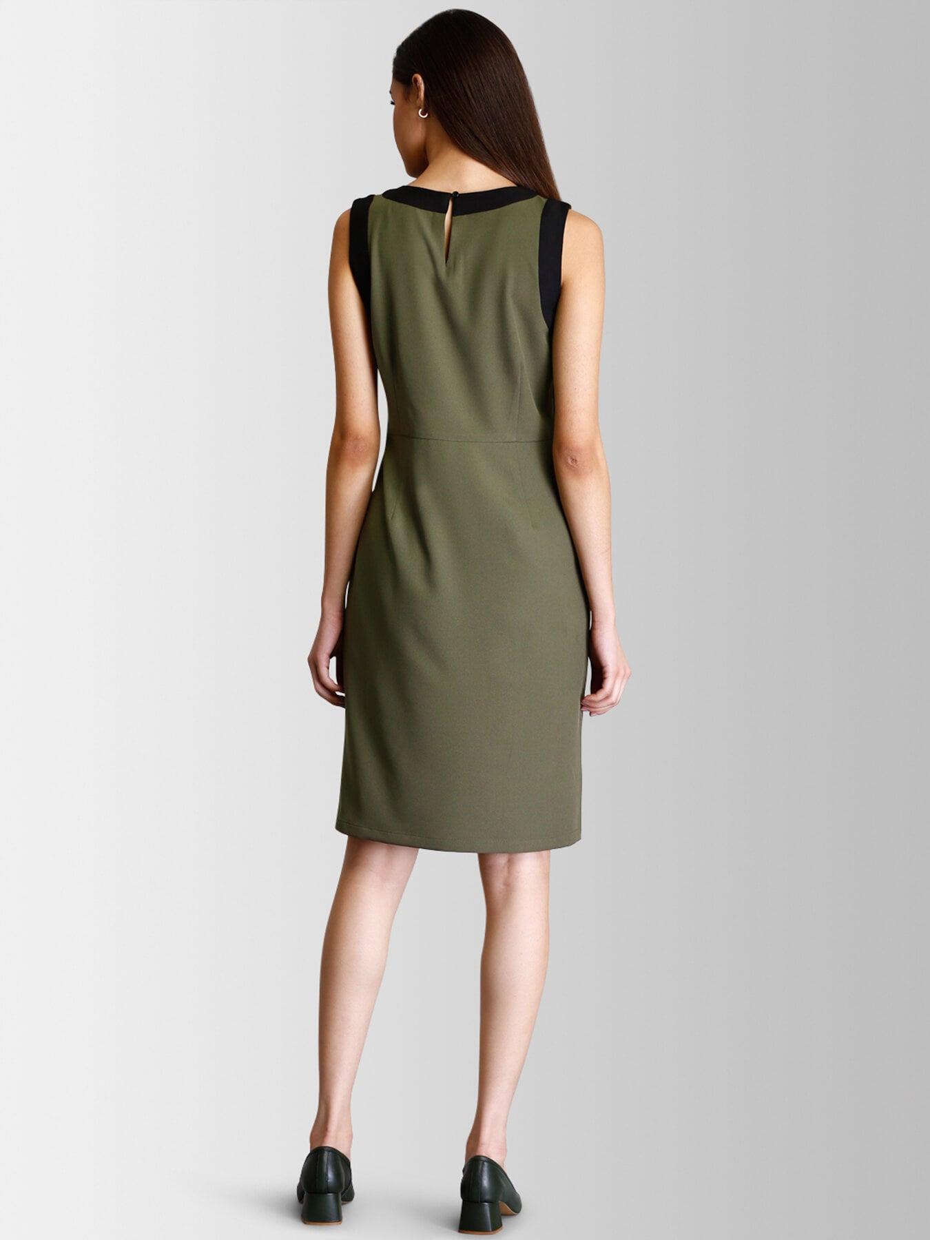 Colour Block Sheath Dress - Olive| Formal Dresses