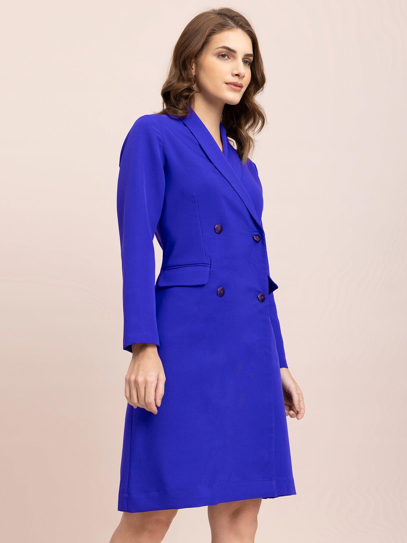 A Line Blazer Dress - Royal Blue| Formal Dresses