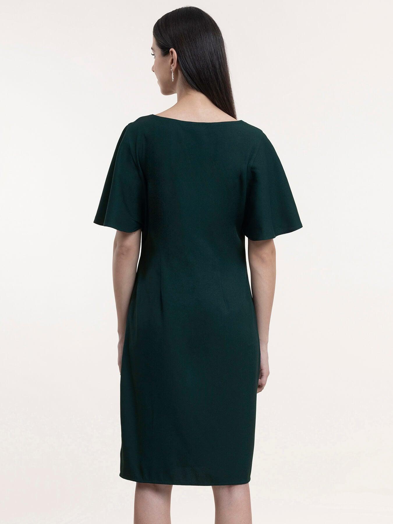 Bell Sleeve Shift Dress - Dark Green| Formal Dresses