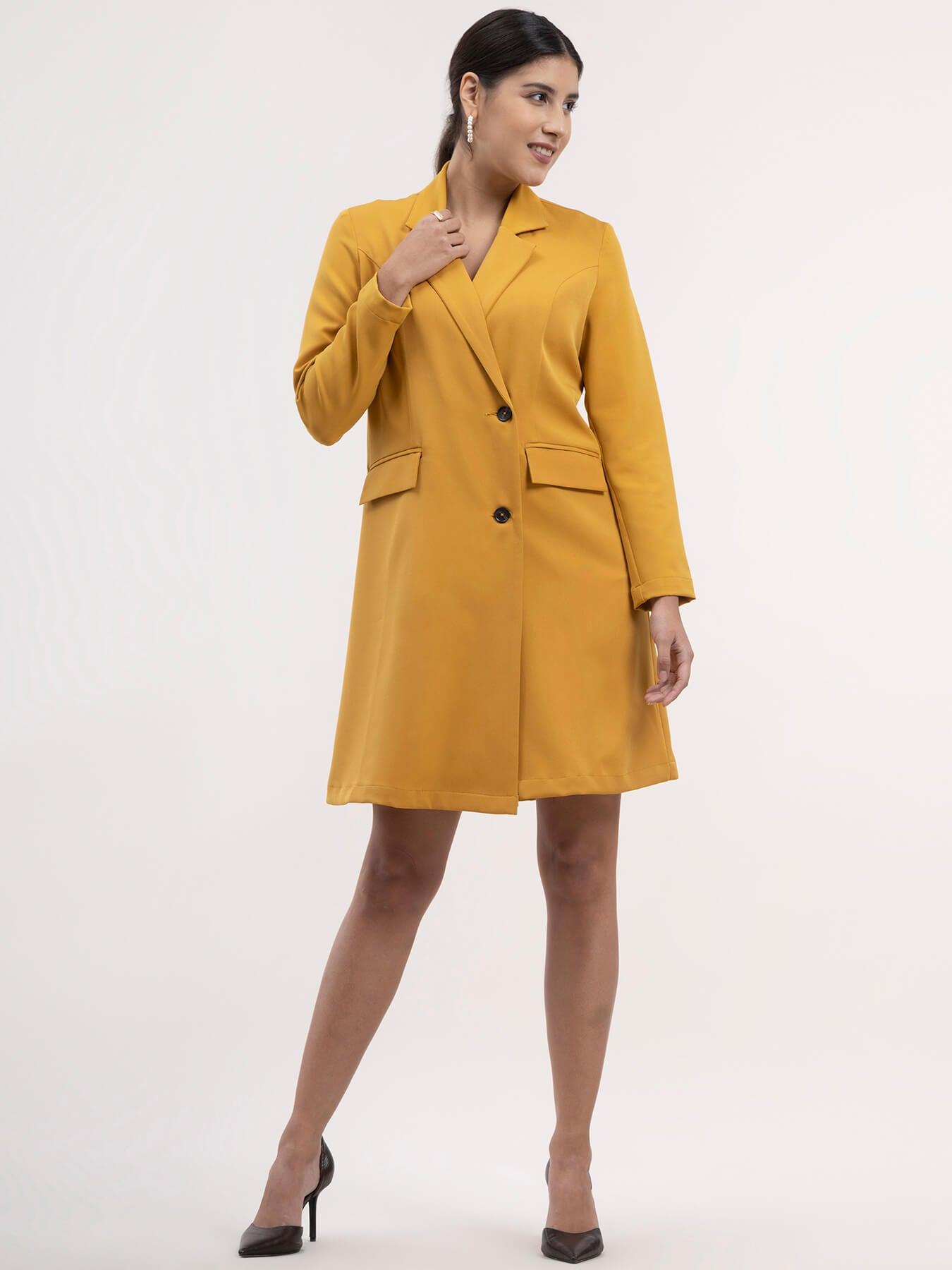 A Line Blazer Dress - Mustard| Formal Dresses