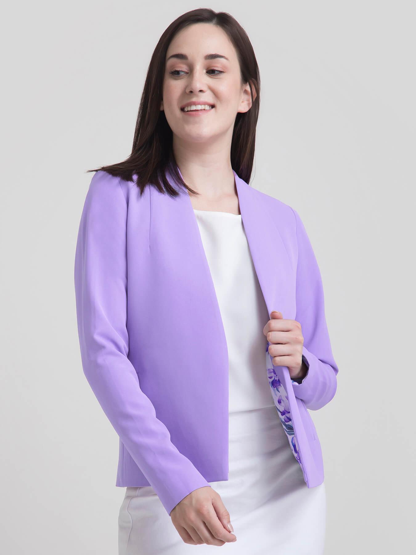 Stylish Jacket With Hook Closure - Lilac| Formal Jackets