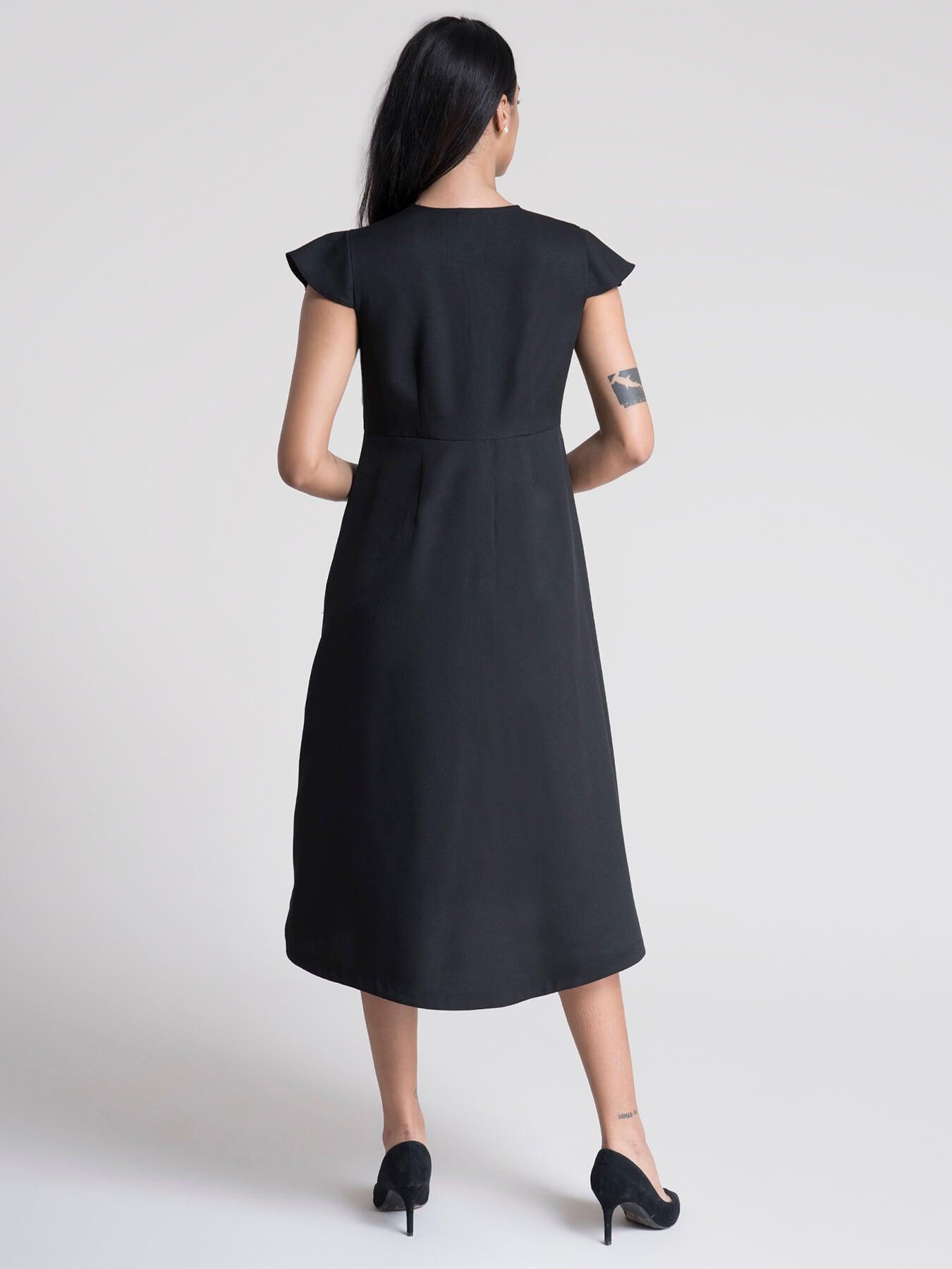 Round Neck A line Dress - Black| Formal Dresses