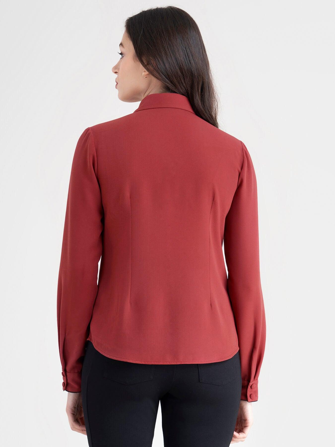 Georgette Collared Shirt - Red| Formal Shirts
