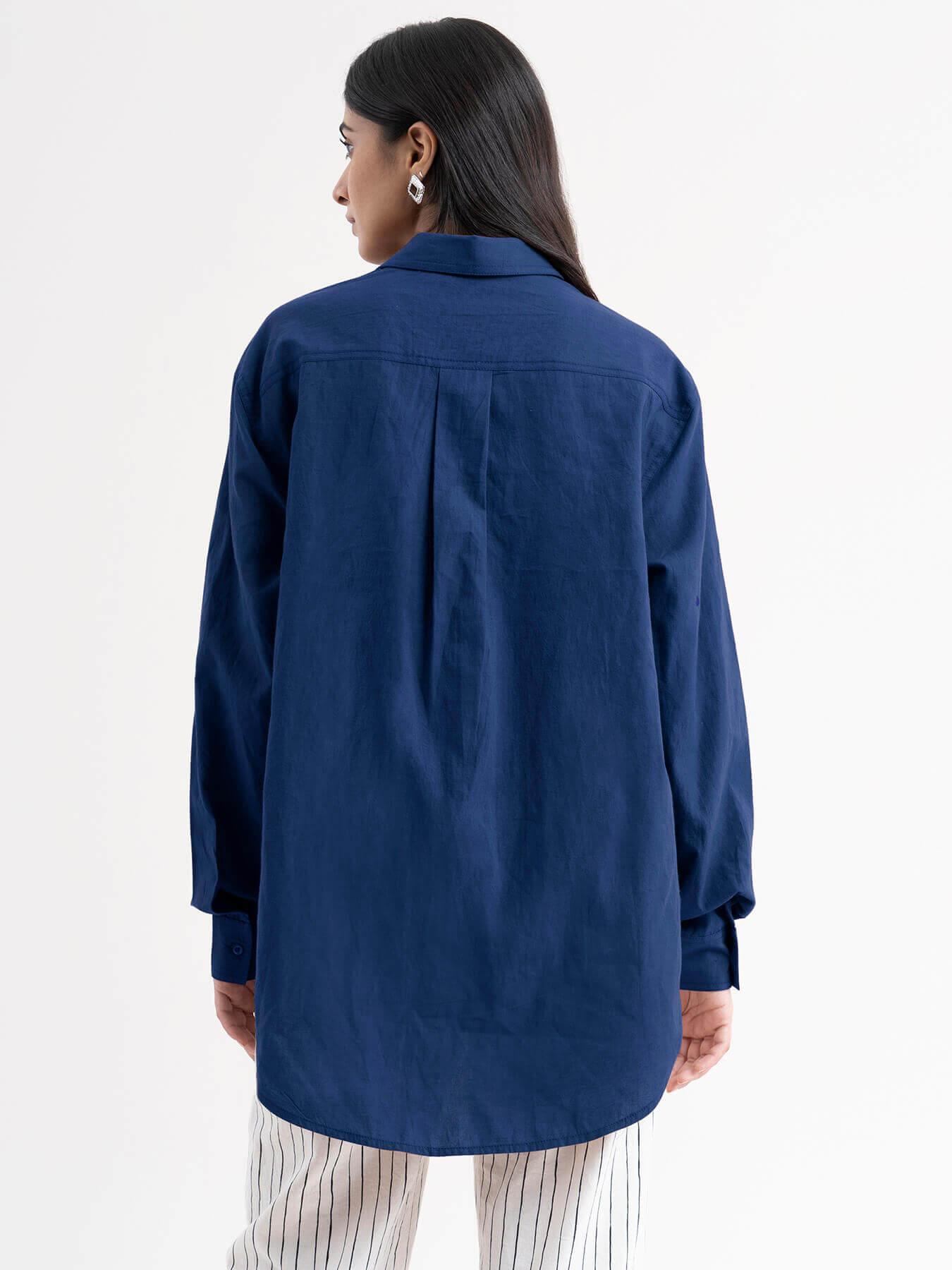 Linen Boyfriend Shirt - Blue| Formal Shirts