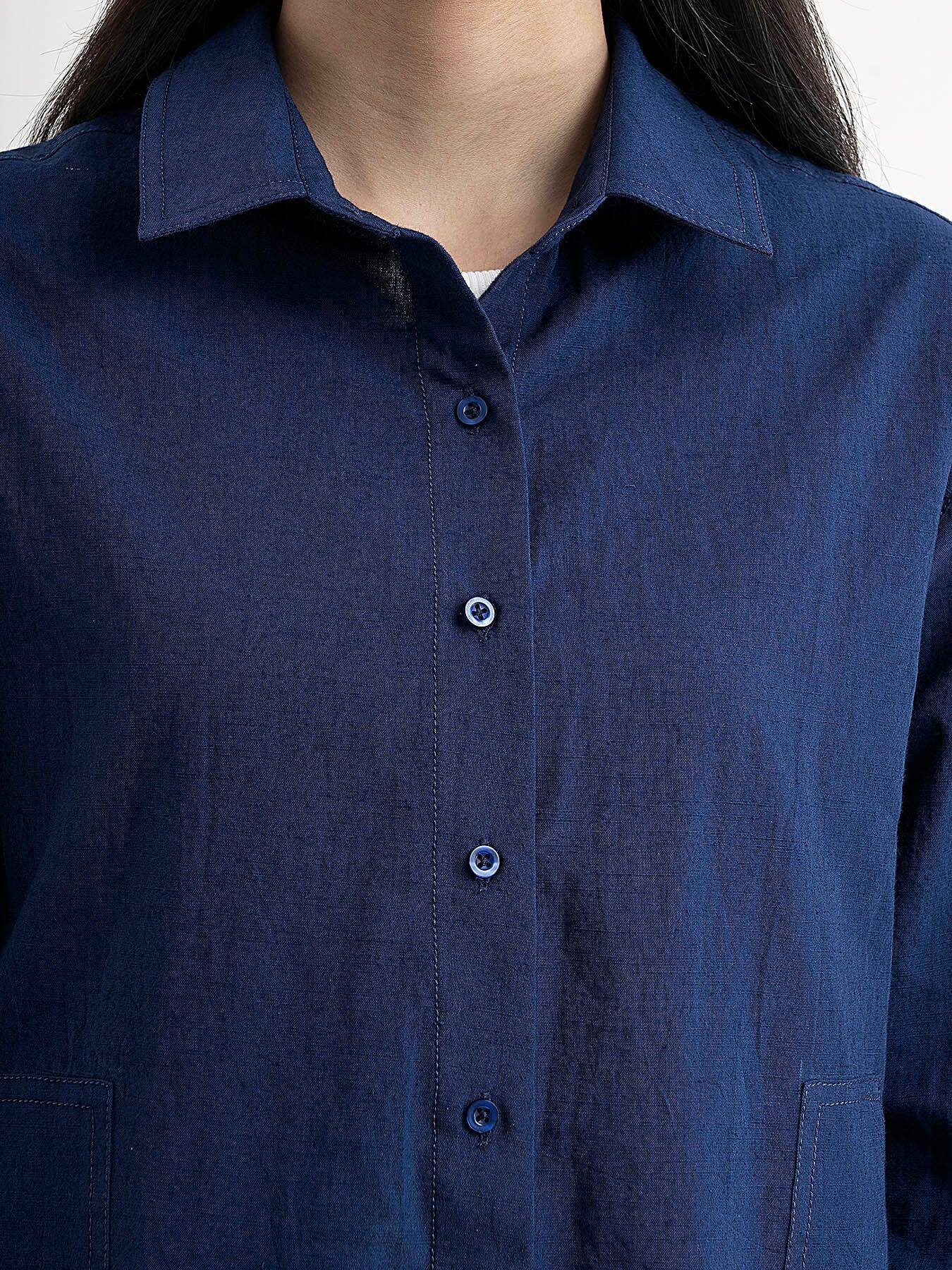 Linen Boyfriend Shirt - Blue| Formal Shirts