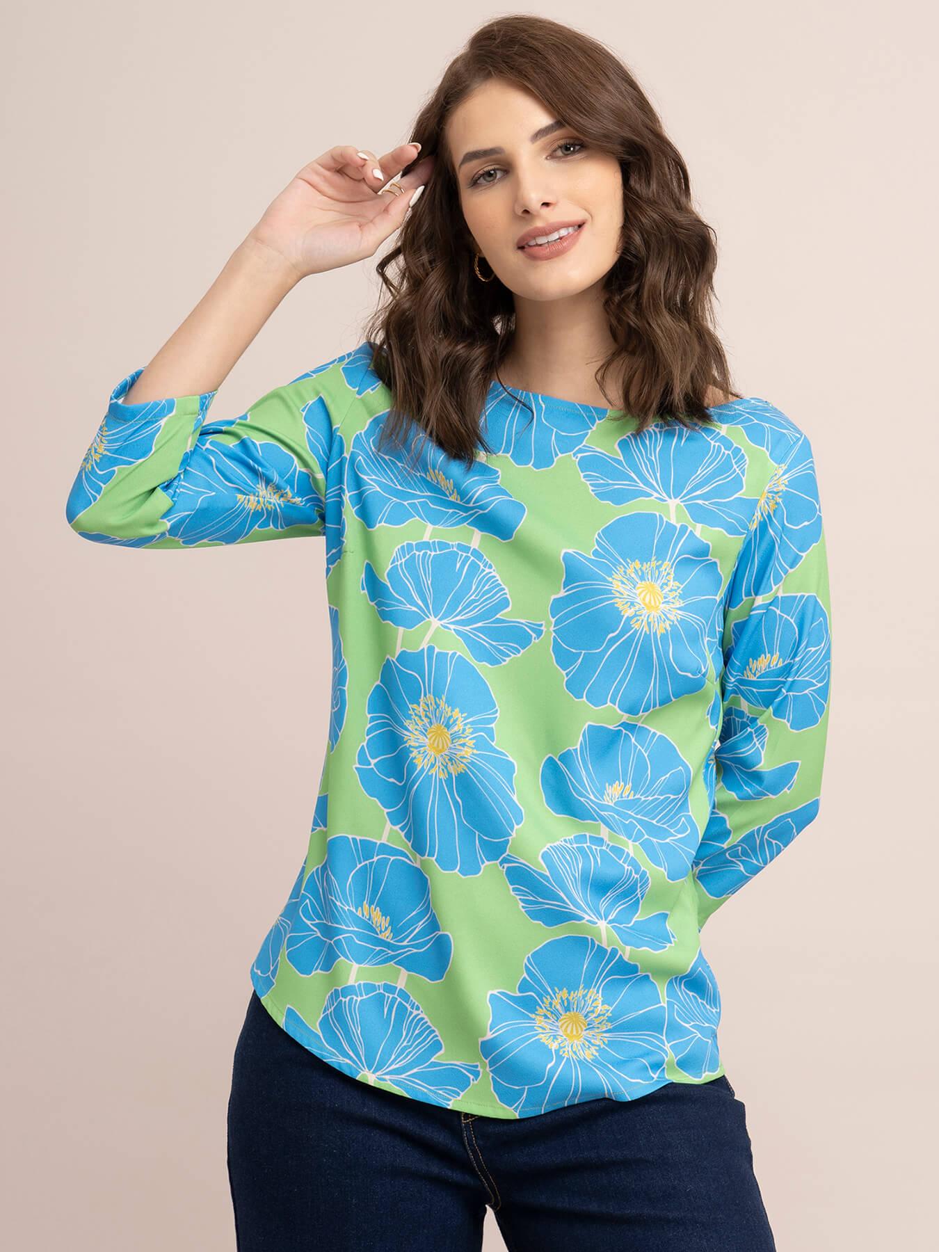 Floral Top - Blue and Green| Formal Tops