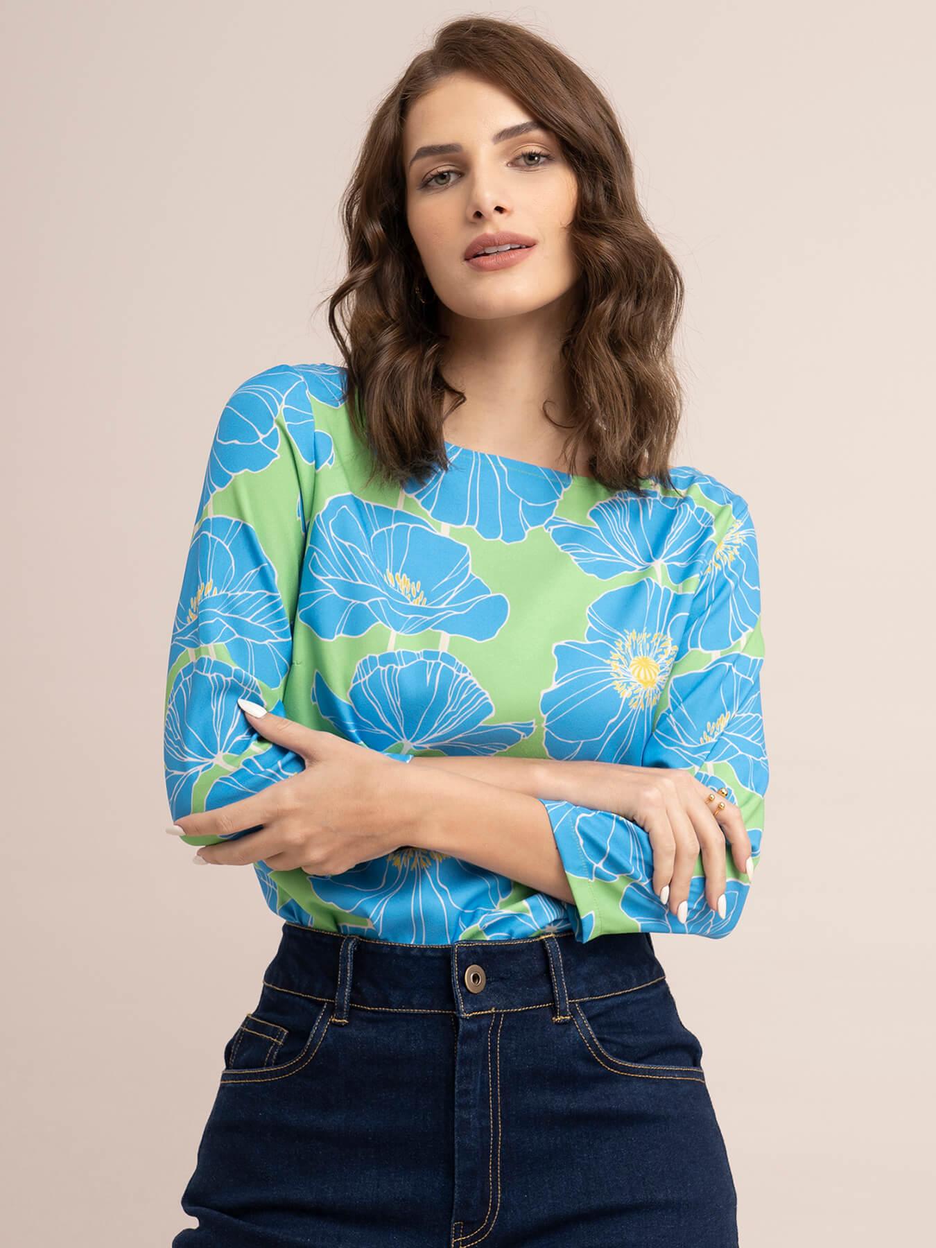 Floral Top - Blue and Green| Formal Tops