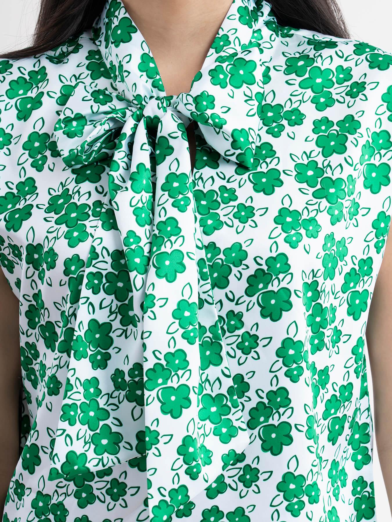 Floral Bow Detail Top - Green| Formal Tops