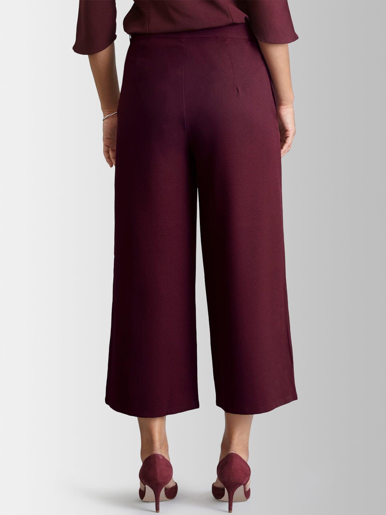 Side Zipper Culottes - Maroon| Formal Trousers