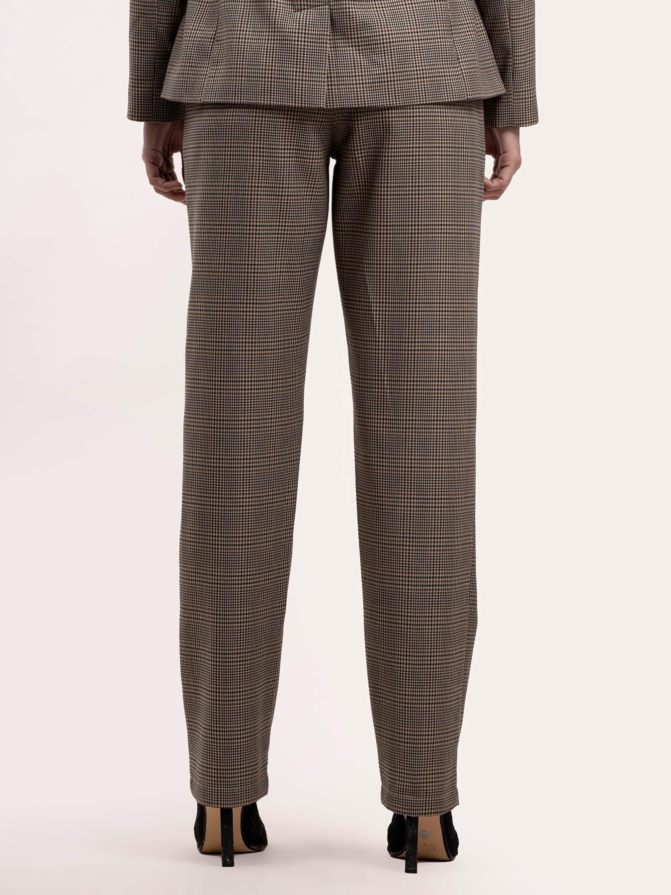Check Straight Trousers - Brown and Black| Formal Trousers