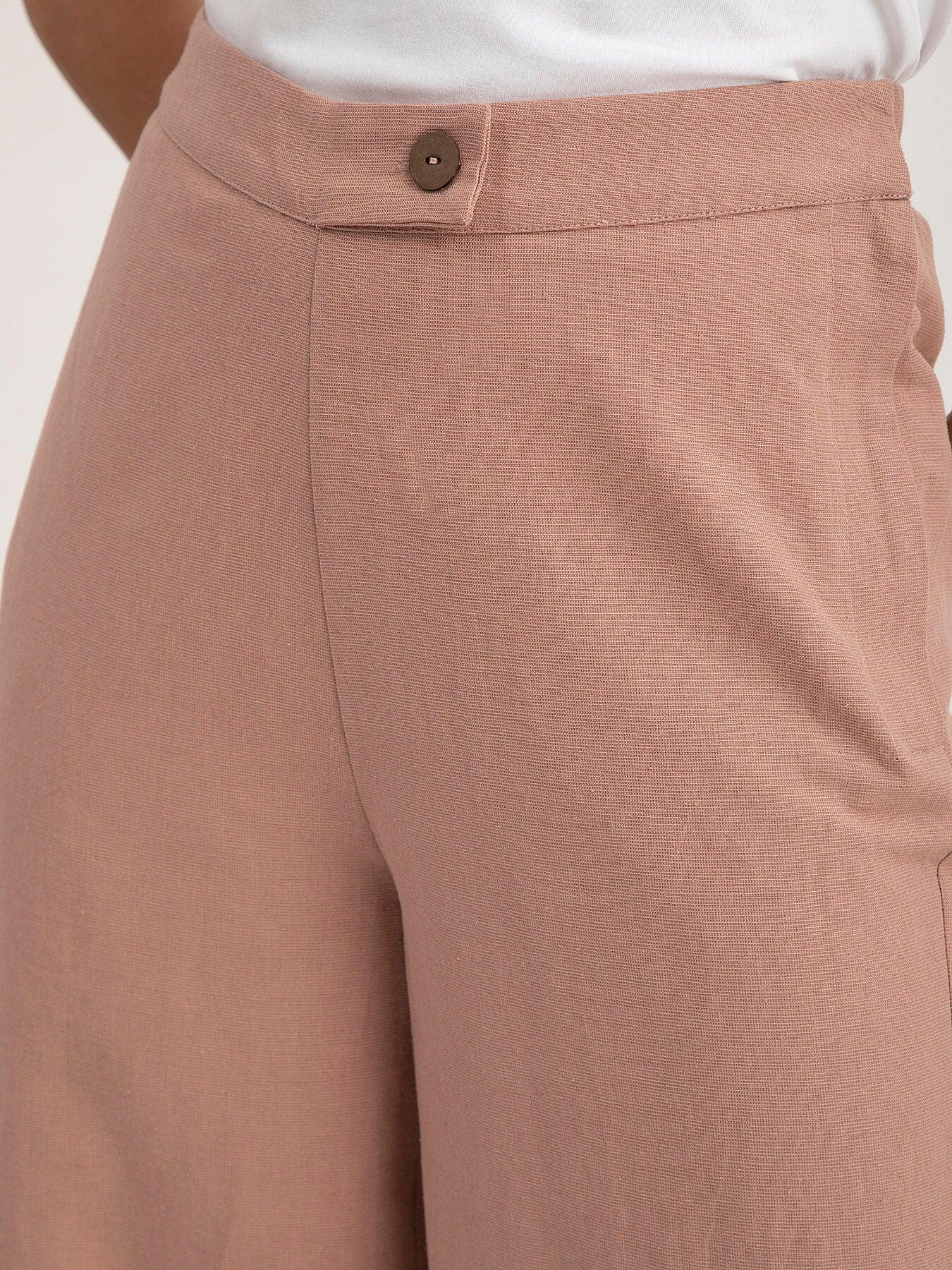 Linen Elasticated Wide Leg Trouser - Dusty Pink| Formal Trousers