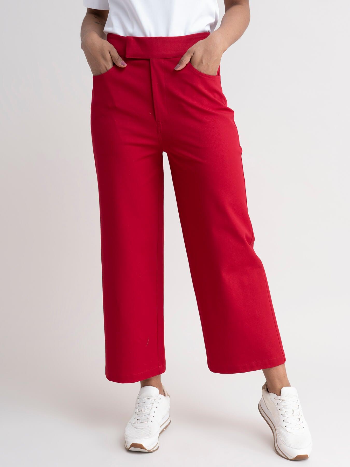 Wide Leg Cropped Culottes - Red| Formal Trousers