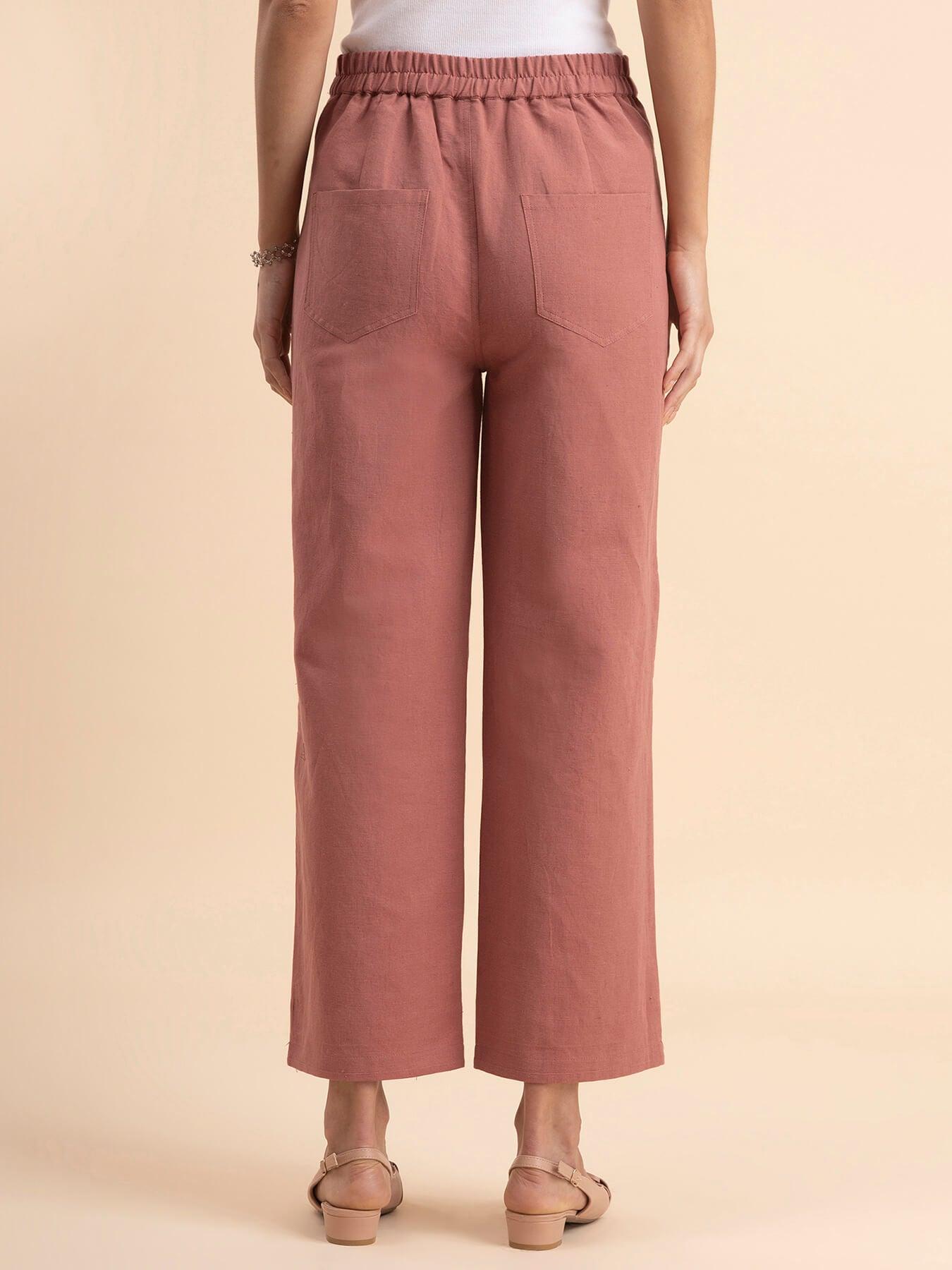 Linen Wide-Leg Trousers - Dusty Pink| Formal Trousers