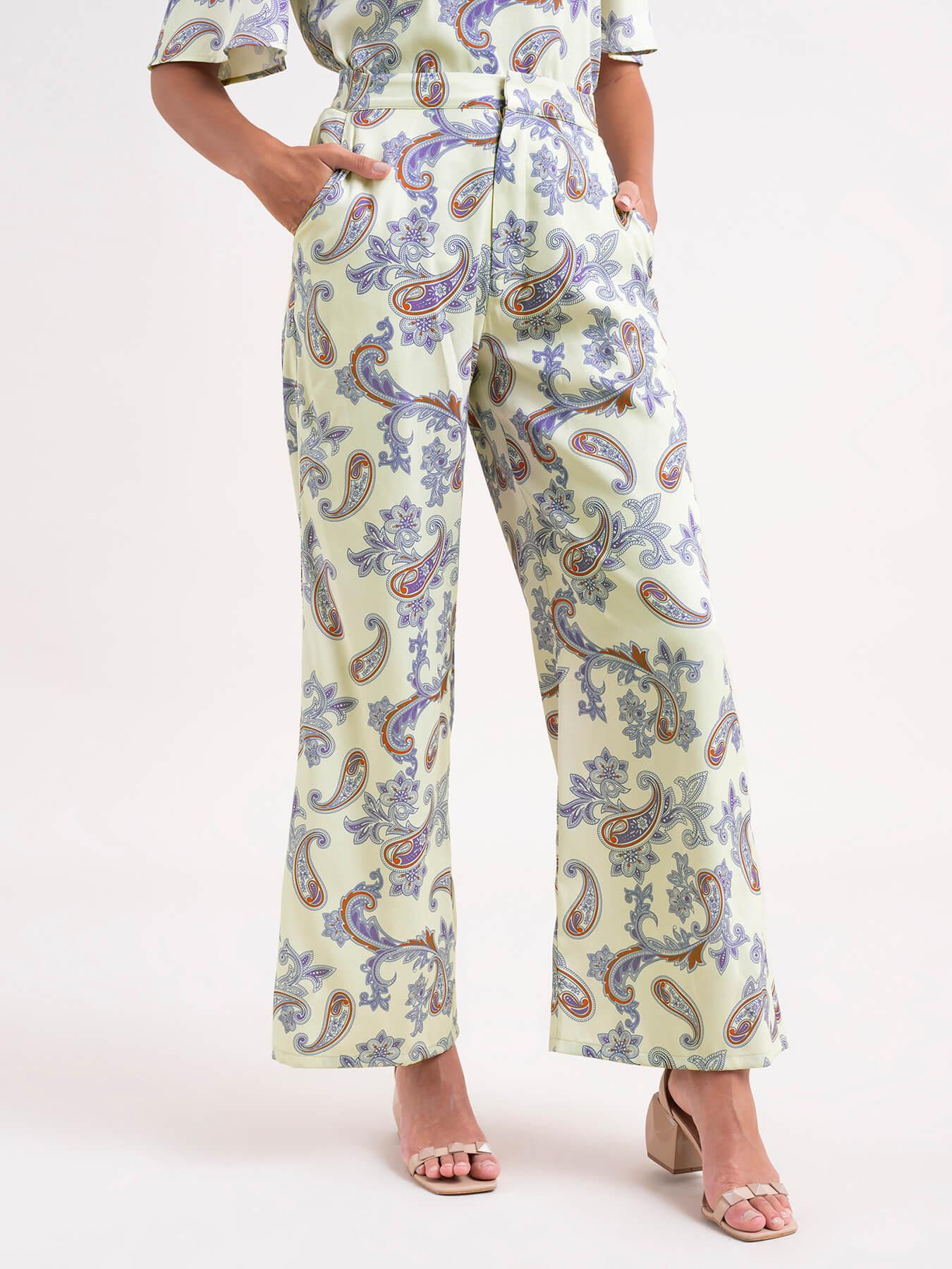 Paisley Wide Leg Trousers| Formal Trousers