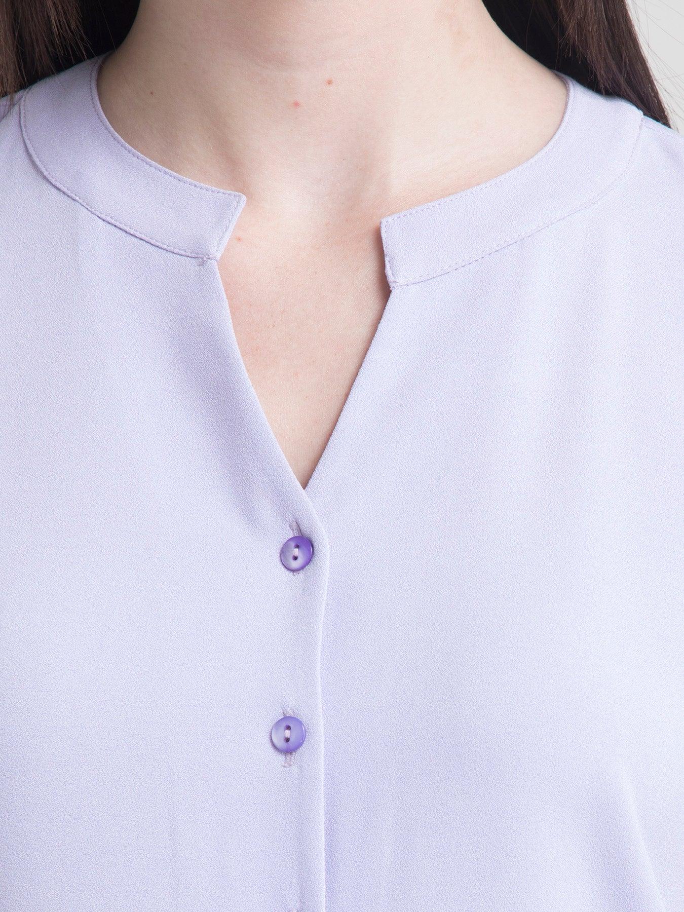 V Neck Button Detail Top - Lavender| Formal Tops