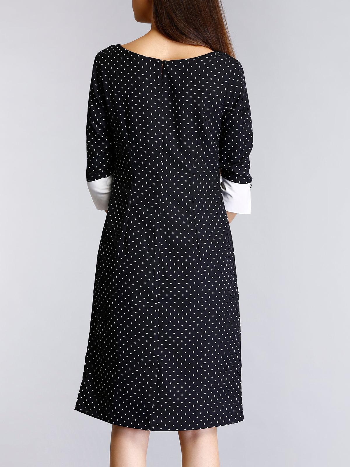 Colour Block Polka Dot Shift Dress - Black and White| Formal Dresses
