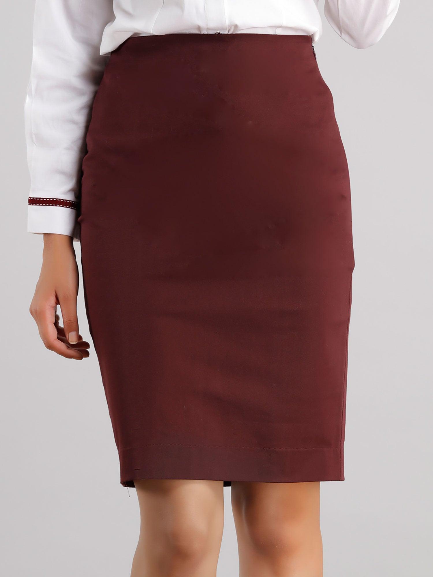 Classic Pencil Skirt - Maroon| Formal Skirts
