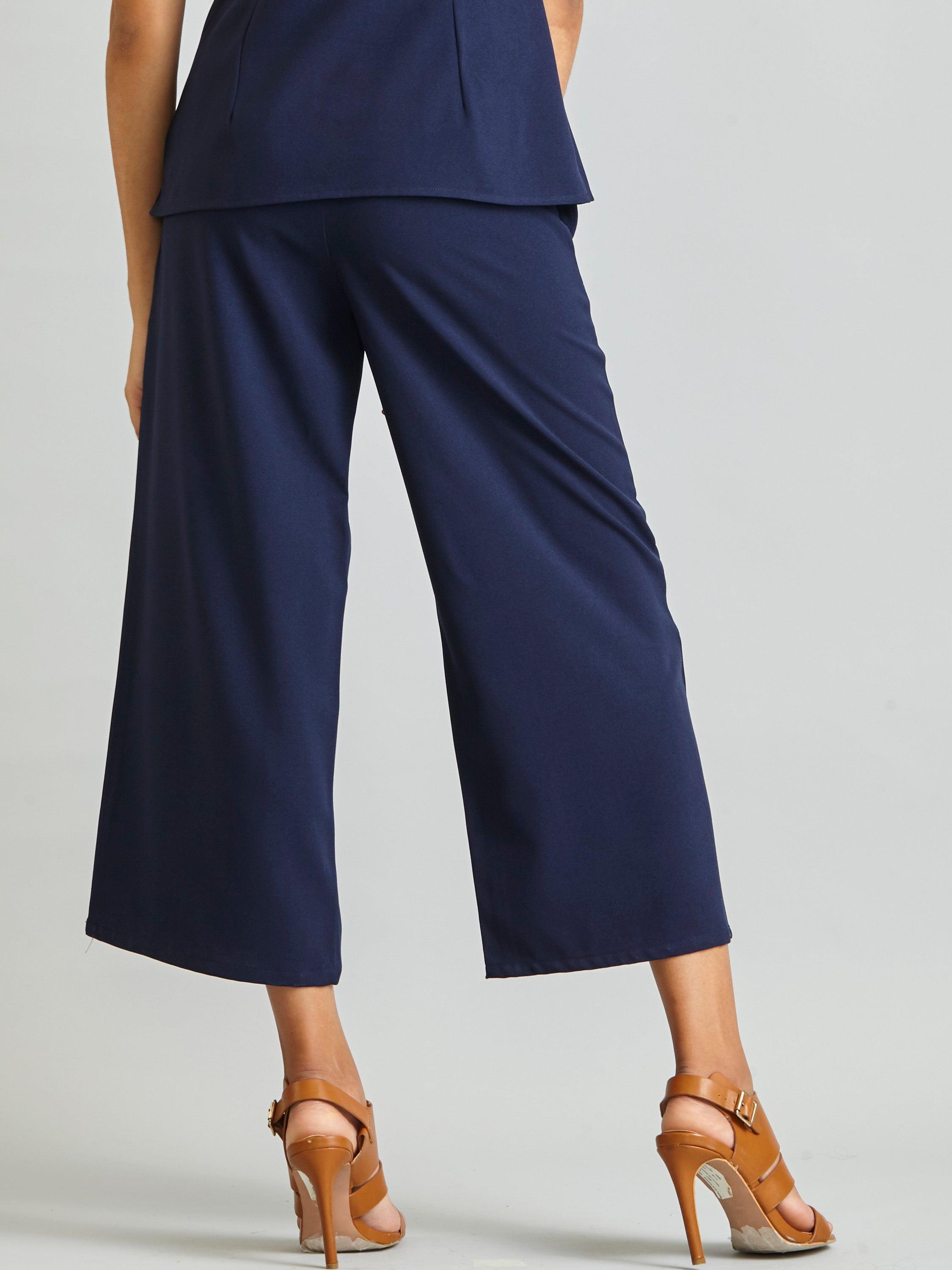 Side Zipper Culottes - Navy| Formal Trousers
