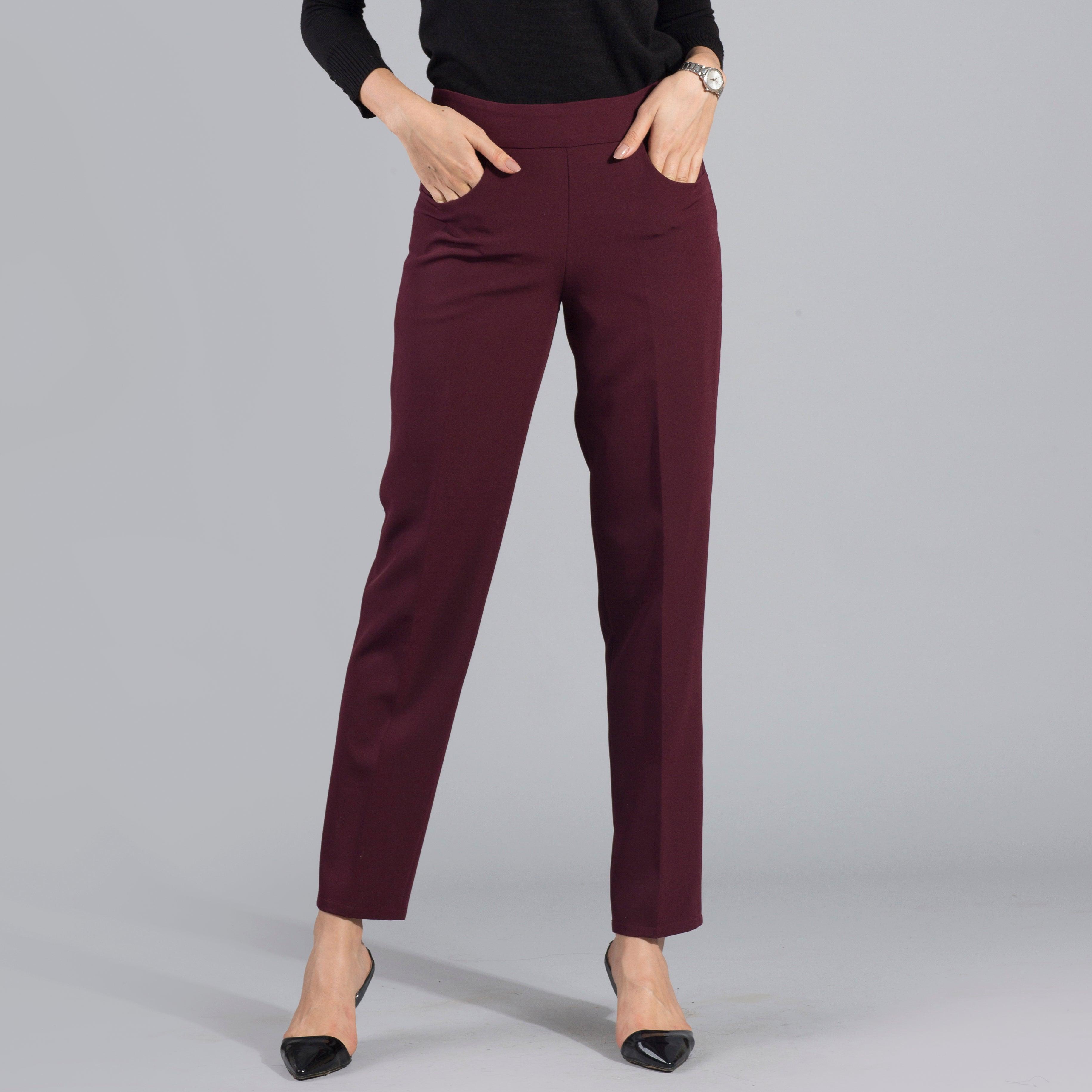 Essential Easy Care Work Trousers - Maroon| Formal Trousers