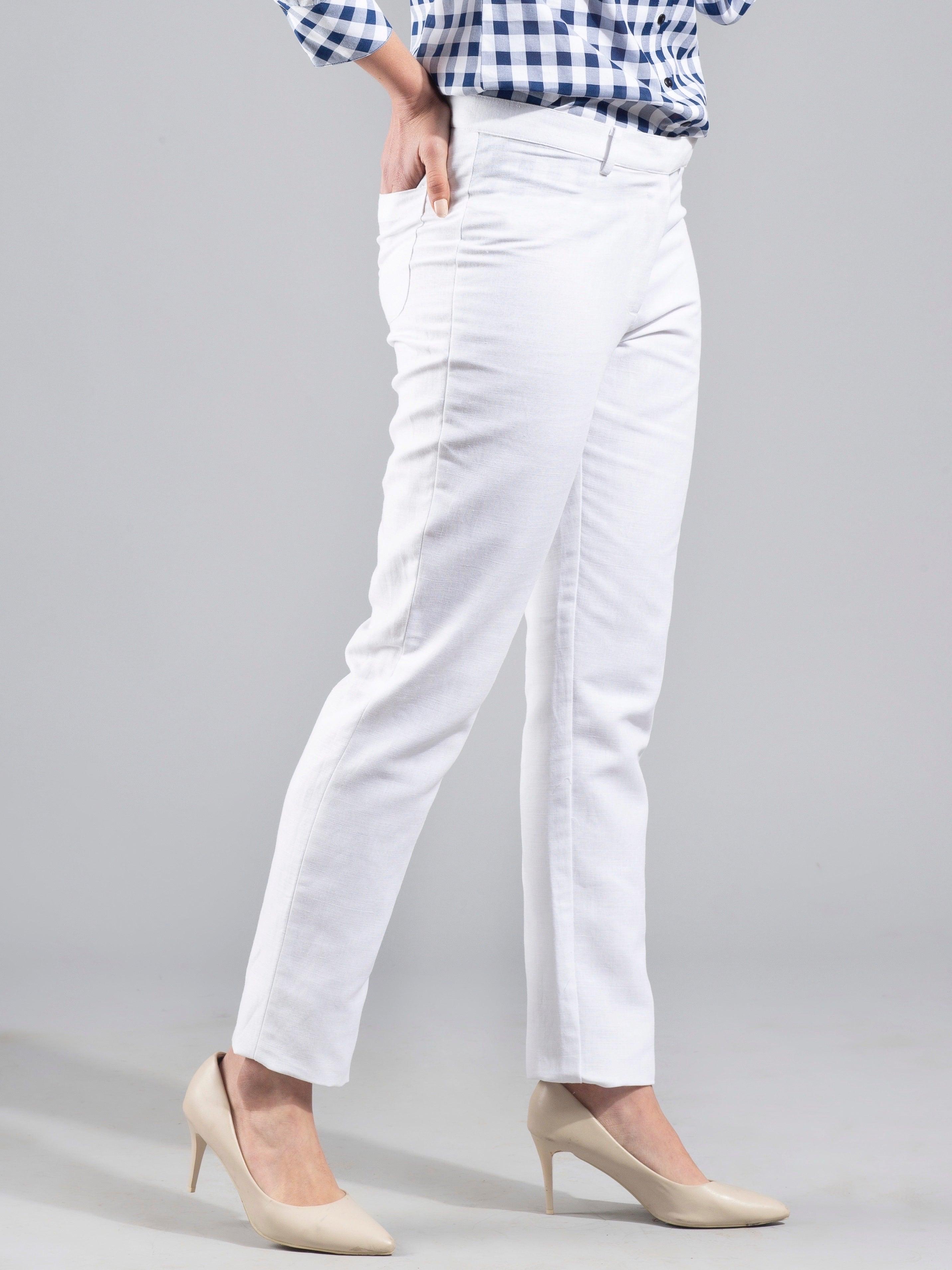 Essential Linen Trousers - White| Formal Trousers
