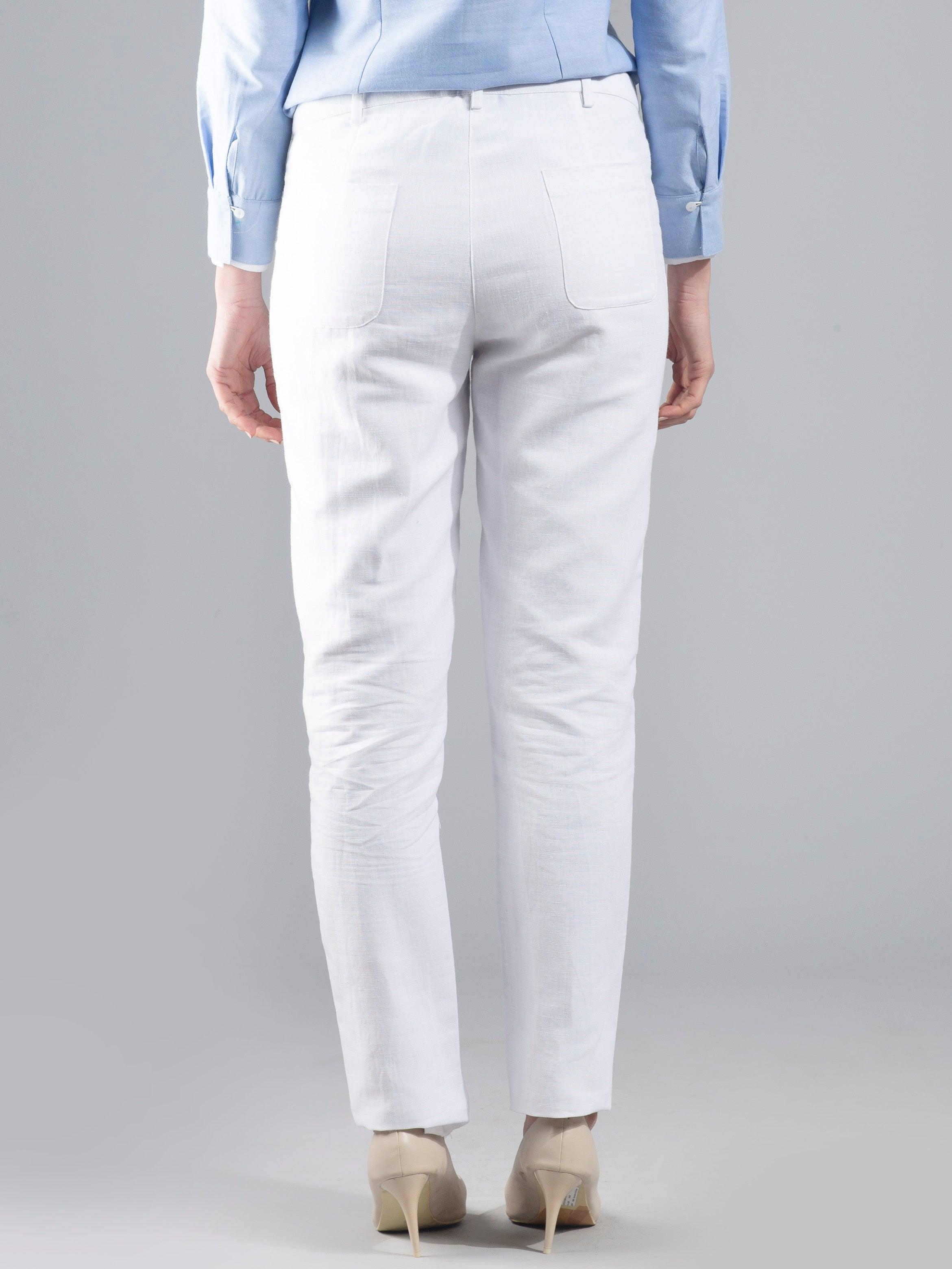 Essential Linen Trousers - White| Formal Trousers