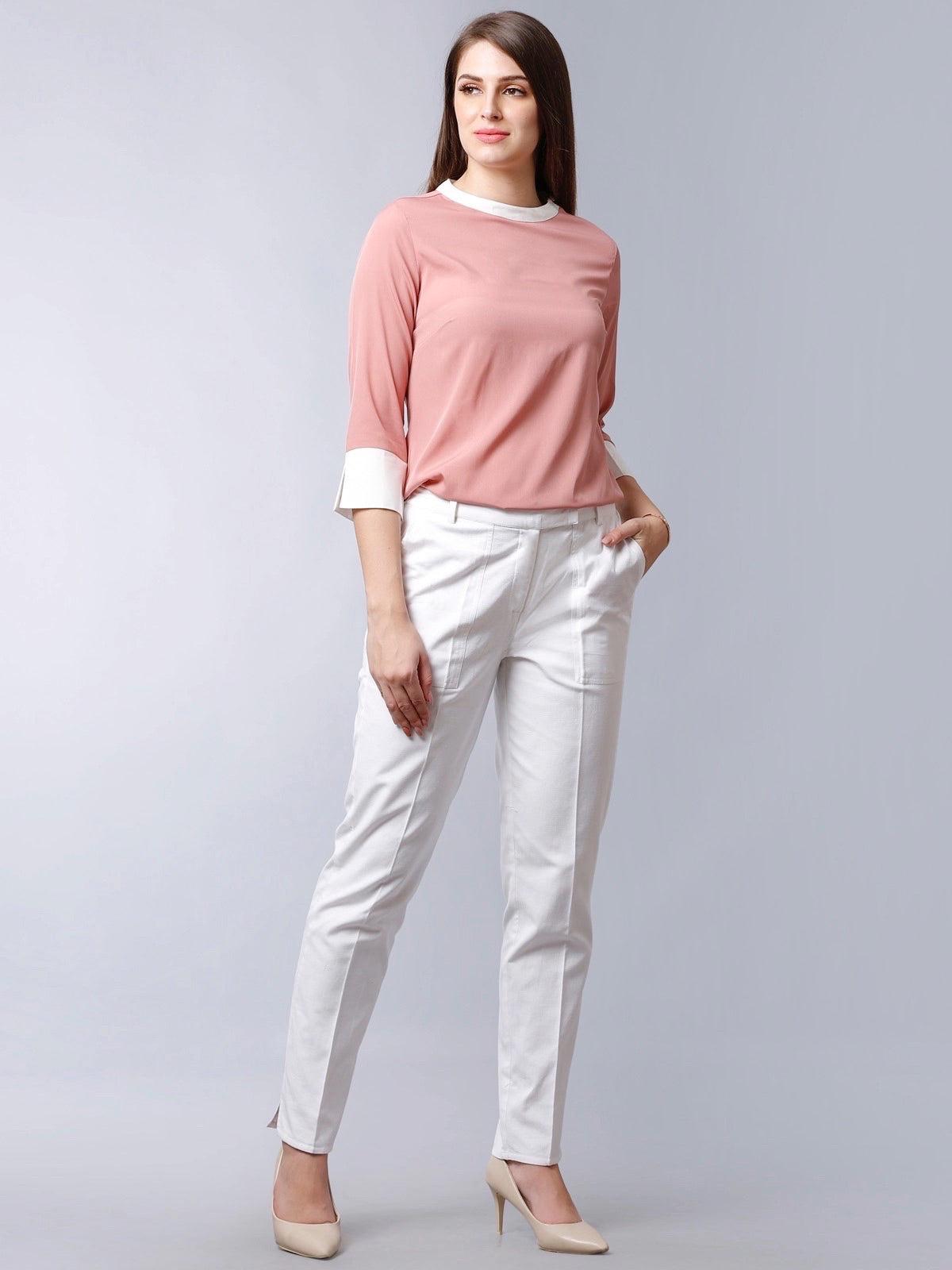 Straight Fit Trousers - White| Formal Trousers