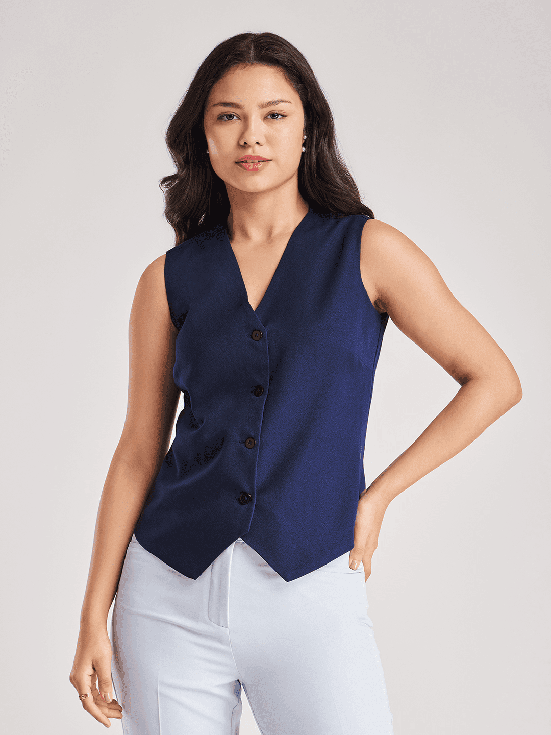 Buy Navy Blue Front Button Waistcoat Online | FableStreet Buy Navy Blue Front Button Waistcoat Online | FableStreet